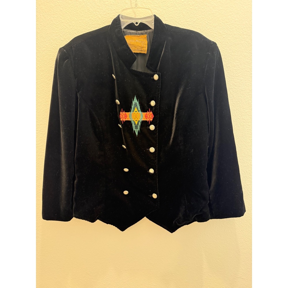 Saddle Ridge Vintage Velvet Western Jacket Black Southwestern Embroidered‎ XL